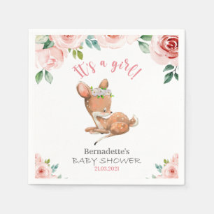Servilleta De Papel It's a Girl! Cute Fawn Baby Shower Napkins