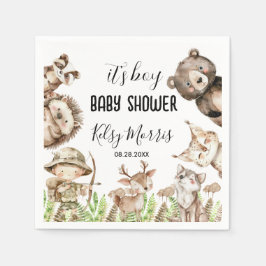 Servilleta De Papel its boy Rustic Woodland Baby Shower Invite