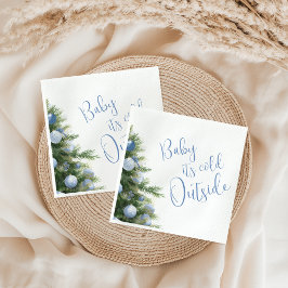Servilleta De Papel It's Cold Outside Blue Bow Winter Baby Shower