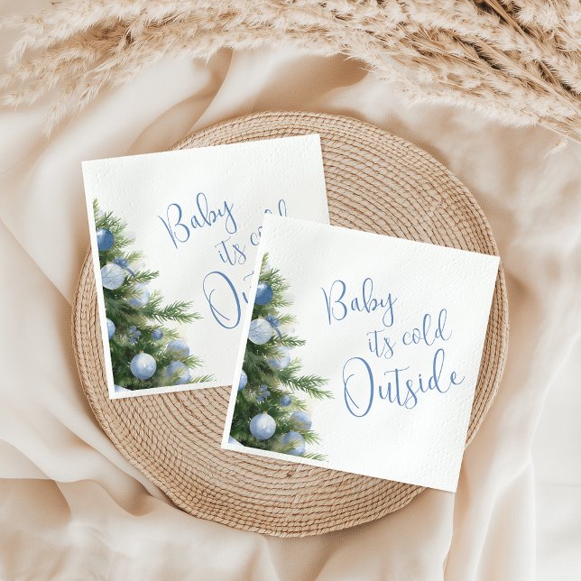 Servilleta De Papel It's Cold Outside Blue Bow Winter Baby Shower (Subido por el creador)
