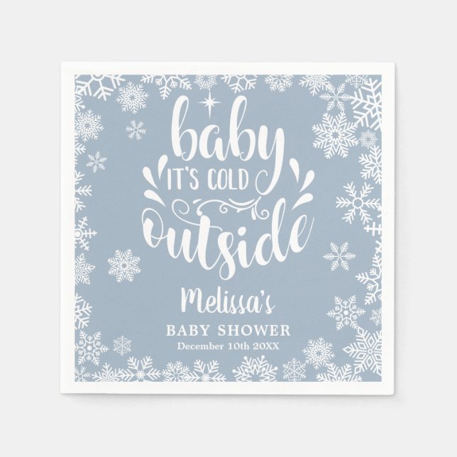 Servilleta De Papel It's Cold Outside Blue Boy Winter Baby Shower (Anverso)