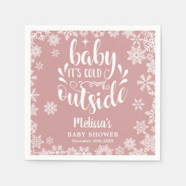Servilleta De Papel It's Cold Outside Pink Girl Winter Baby Shower
