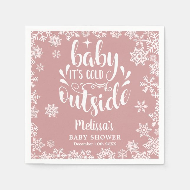 Servilleta De Papel It's Cold Outside Pink Girl Winter Baby Shower (Anverso)
