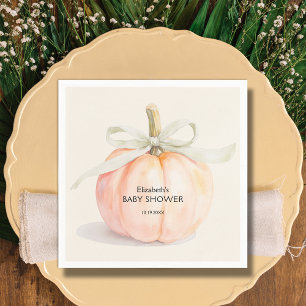 Servilleta De Papel Ivory Bow Little Pumpkin Baby Shower