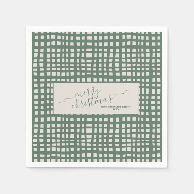 Servilleta De Papel Ivory Christmas Poinsettia Sage elegant (Anverso)