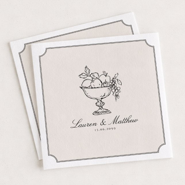 Servilleta De Papel Ivory Fruit Bowl Double Frame Wedding Napkins (Subido por el creador)
