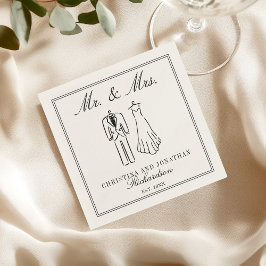 Servilleta De Papel Ivory Mr & Mrs Personalized Old Money Wedding 