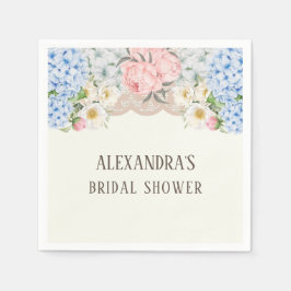 Servilleta De Papel Ivory Peony Blue Hydrangea Bridal Shower