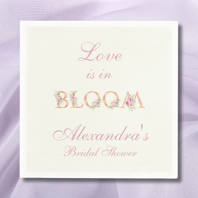 Servilleta De Papel Ivory Pink Floral Love is in Bloom Bridal  Shower (Subido por el creador)
