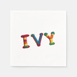 Servilleta De Papel Ivy Name in Vibrant Crochet Pattern