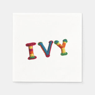 Servilleta De Papel Ivy Name in Vibrant Crochet Pattern