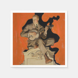 Servilleta De Papel J.C. Leyendecker Músico de Banjo 1920 Arte Art Déc