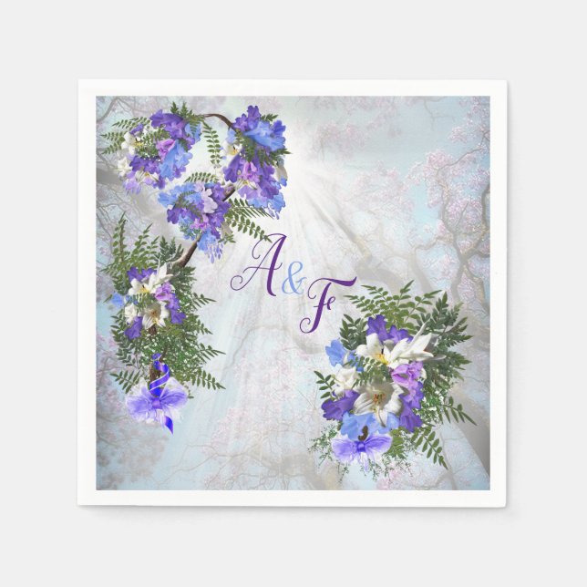 Servilleta De Papel Jacaranda Blooms & Lily Bouquet Napkins (Anverso)