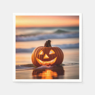Servilleta De Papel Jack-o-Lantern de Halloween en la playa