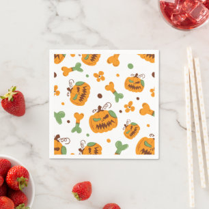Servilleta De Papel Jack-o-Lantern y los huesos hablaban de Halloween