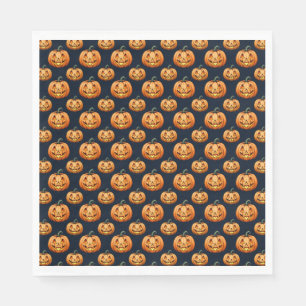 Servilleta De Papel Jack o'Lanterns en la Halloween negra