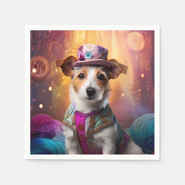 Servilleta De Papel Jack Russell en un disfraz colorido (Anverso)