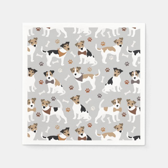 Servilleta De Papel Jack Russell Terrier Paws and Bones Napkins (Anverso)