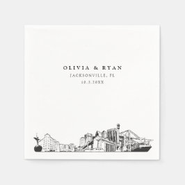 Servilleta De Papel Jacksonville Skyline Boda Paper Cocktail Napkin