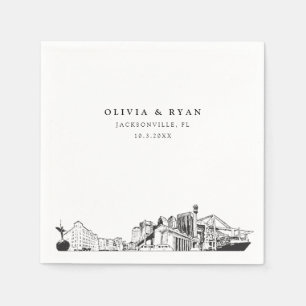 Servilleta De Papel Jacksonville Skyline Boda Paper Cocktail Napkin