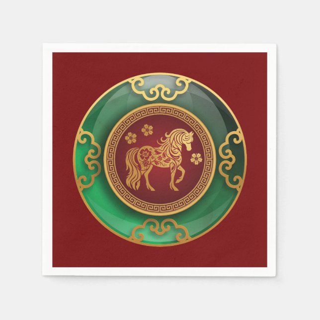 Servilleta De Papel Jade Año Nuevo Chino del caballo (Anverso)