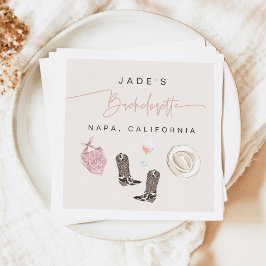 Servilleta De Papel JADE Wine Cowgirl Country Bachelorette Itinerario