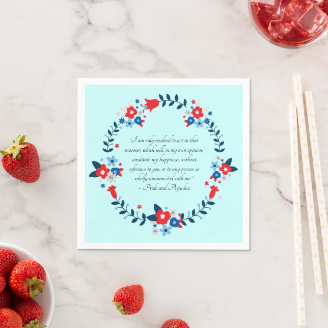 Servilleta De Papel Jane Austen Happiness Quote, Pride and Prejudice (In situ)
