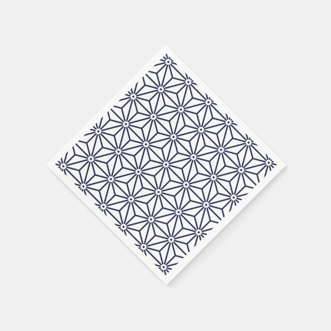Servilleta De Papel Japonés Yukata Jinbei Asanoha Marina azul (Borde)