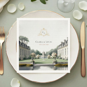 Servilleta De Papel Jardín Atemporal   Boda con Monograma de Château F