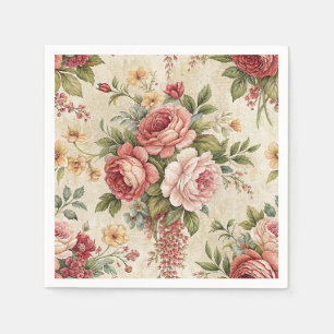 Servilleta De Papel Jardín Campestre Inglés Peonía y Rosa Patrón Flora