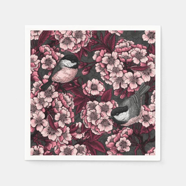 Servilleta De Papel Jardín de cerezas nocturnas (Anverso)