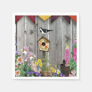 Servilleta De Papel Jardín de flores de la casa de pájaros