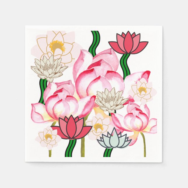Servilleta De Papel Jardín de flores de loto Mikitiez (Anverso)