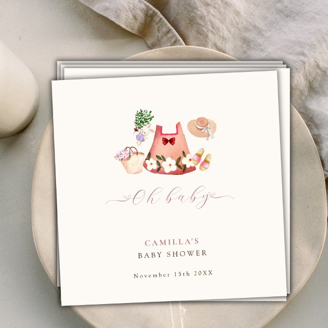 Servilleta De Papel Jardín de flores de primavera Chica ropa Baby Show (Spring Flower Garden Girl Clothes Baby Shower Napkins)