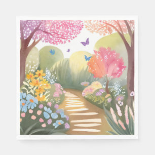 Servilleta De Papel Jardín de flores Pintura Acuarela Caprichosa