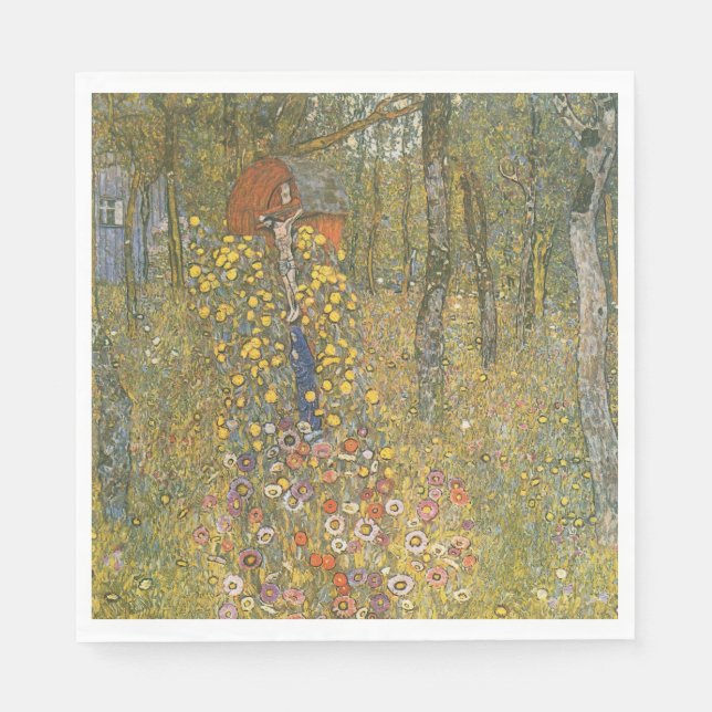 Servilleta De Papel Jardín de granja con crucifijo (por Gustav Klimt) (Anverso)