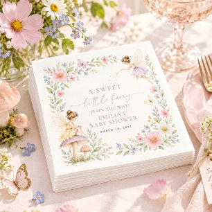 Servilleta De Papel Jardín de Hadas en Acuarela para Baby Shower Fiest