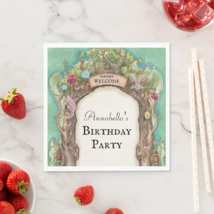 Servilleta De Papel Jardín de hadas forestales encantado en Purpurina