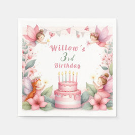 Servilleta De Papel Jardín de hadas rosadas encantadas - Cumpleaños