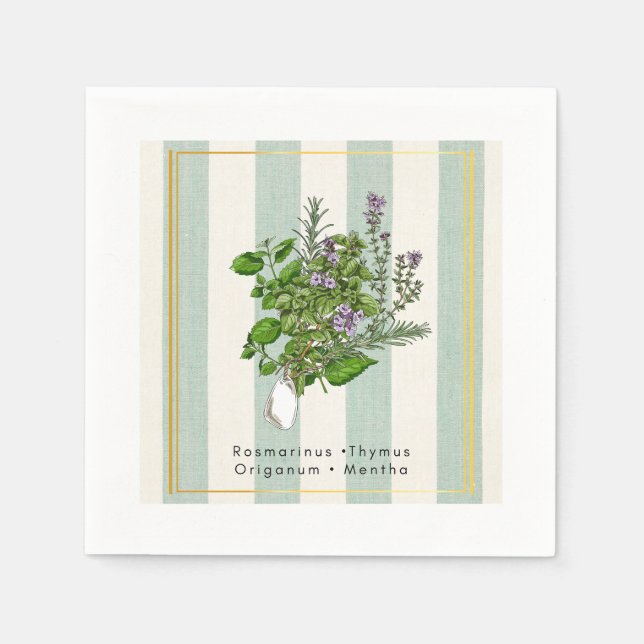 Servilleta De Papel Jardín de hierbas botánicas variadas - Arte de coc (Anverso)