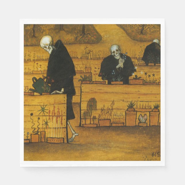 Servilleta De Papel Jardín de la Muerte (por Hugo Simberg) (Anverso)