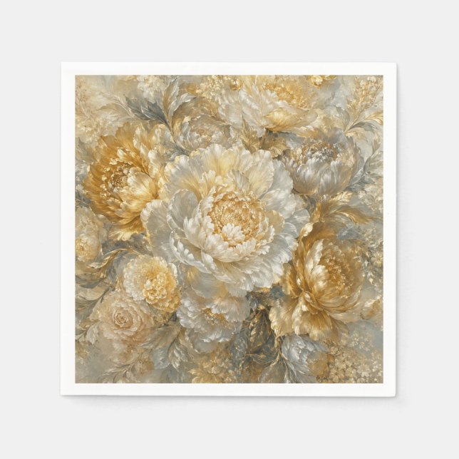 Servilleta De Papel Jardín de Marfil Dorado (Anverso)