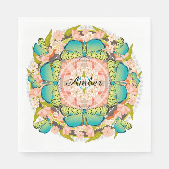 Servilleta De Papel Jardín de mariposas (Anverso)