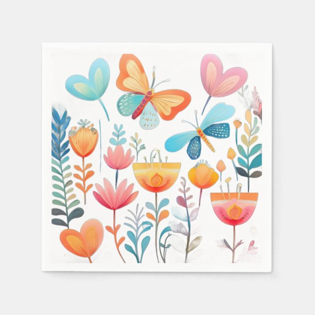 Servilleta De Papel Jardín de mariposas 1 (Anverso)