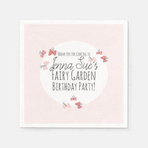 Servilleta De Papel Jardín de Mariposas Cumpleaños Rosa      