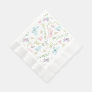 Servilleta De Papel Jardín de Mariposas en Acuarela Pastel