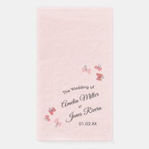 Servilleta De Papel Jardín de Mariposas Rosadas Romántico Simple Boda
