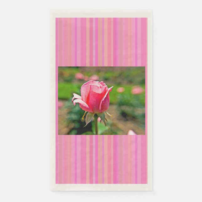 Servilleta De Papel Jardín de Rosas Rosadas (Anverso)