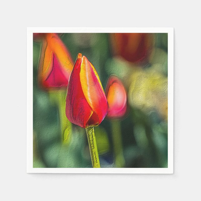 Servilleta De Papel Jardín de tulipanes texturizado (Anverso)