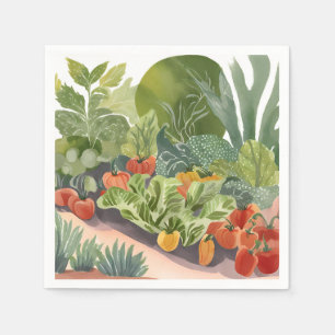 Servilleta De Papel Jardín de Verduras   Pintura Acuarela